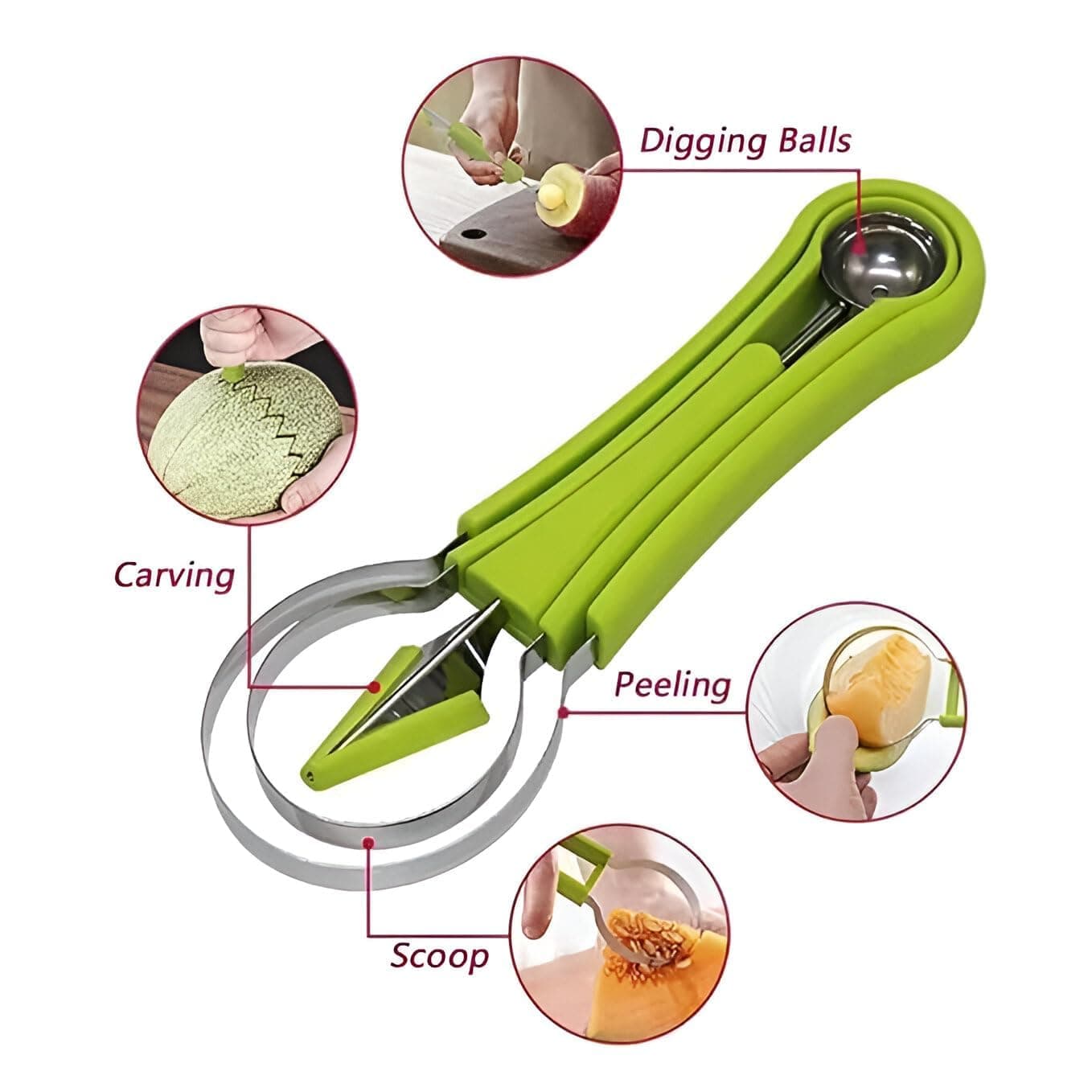 4-in-1 Melon Baller Scoop Set